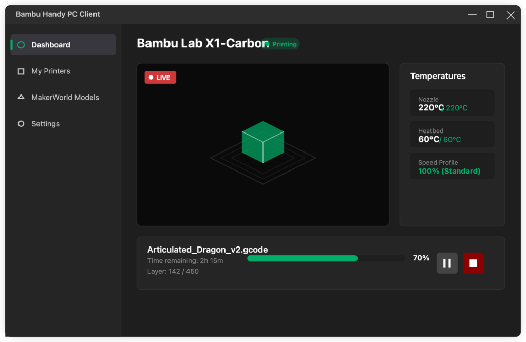 bambu handy interface